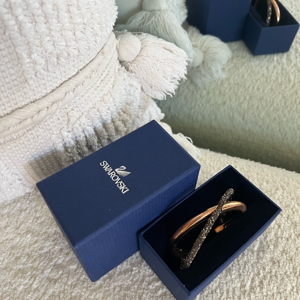 Swarovski Rose Gold and Smokey Crystal Crossover Bracelet